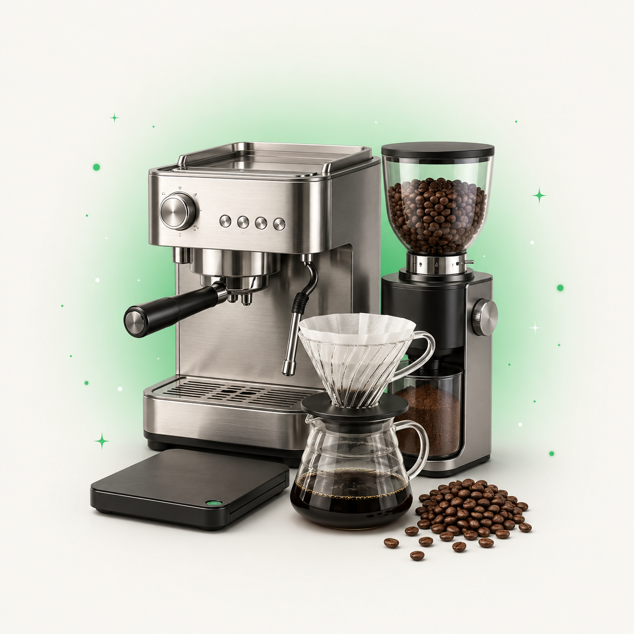Espresso machine, burr grinder, pour-over dripper and scale — the Coffee & Espresso deal feed